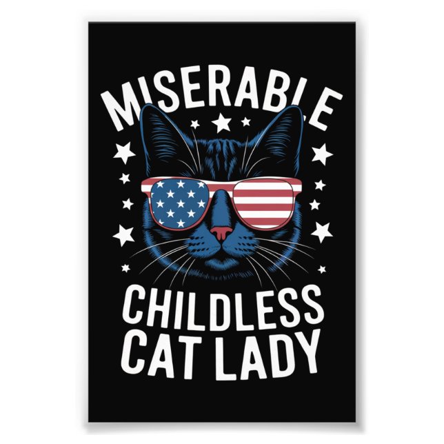 Election 2024 Childless Cat Lady Feminist Voting  Photo Print (Front)