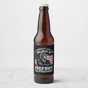 Election 2024 Funny Vote Sasquatch USA Beer Bottle Label