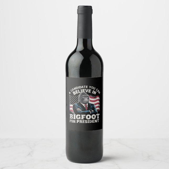 Election 2024 Funny Vote Sasquatch USA Wine Label (Front)