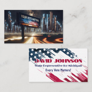 Election Billboard With Big City Background Business Card