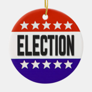 Election Button Ceramic Tree Decoration