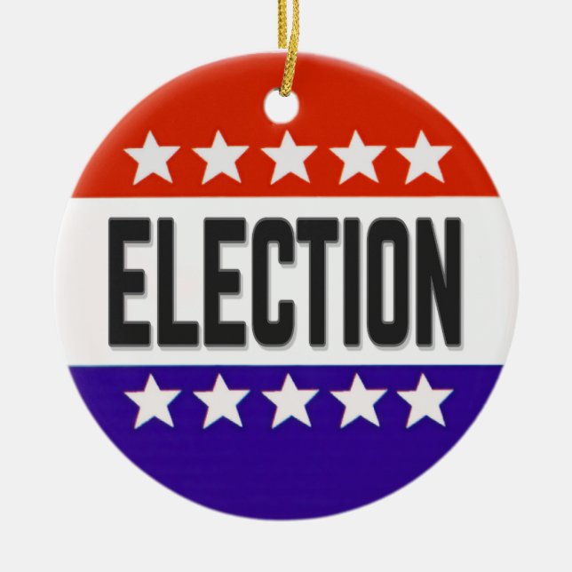 Election Button Ceramic Tree Decoration (Front)