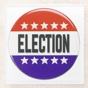 Election Button Glass Coaster