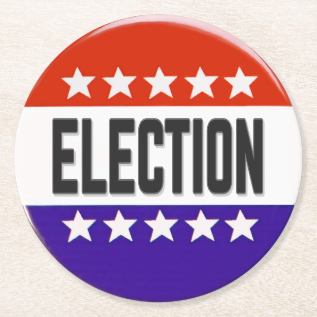 Election Button Round Paper Coaster (Front)