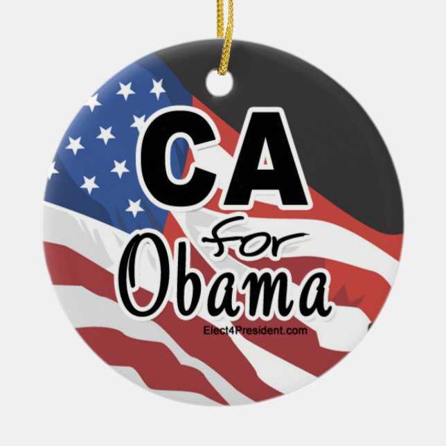 Election California for Obama Ceramic Tree Decoration (Front)