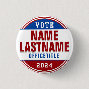 Election Campaign Button Red, White Blue