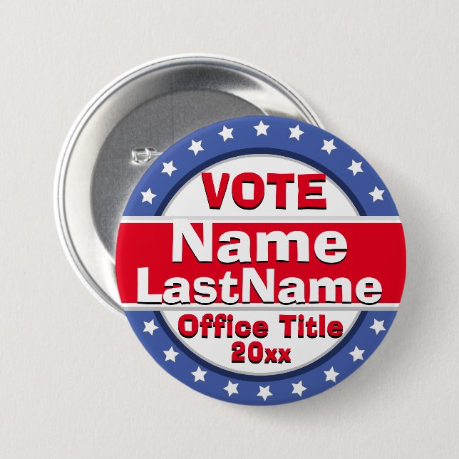 Election Campaign Political 7.5 Cm Round Badge (Front & Back)