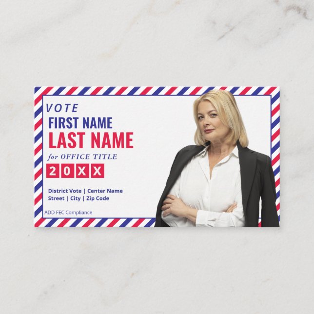 Election Campaign Political Candidate Personalised Business Card (Front)