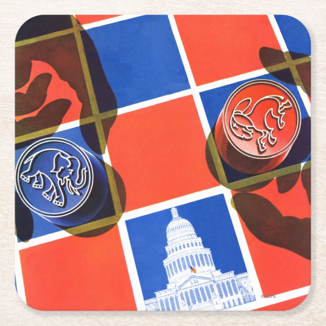 Election Chequerboard Square Paper Coaster (Front)