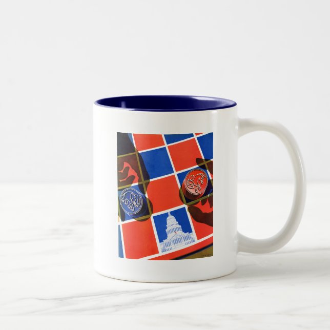 Election Chequerboard Two-Tone Coffee Mug (Right)