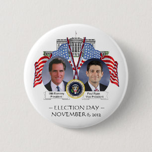 ELECTION DAY Mitt Romney Paul Ryan BUTTON