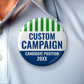 Election Design - Vintage Shield Green White Blue 6 Cm Round Badge