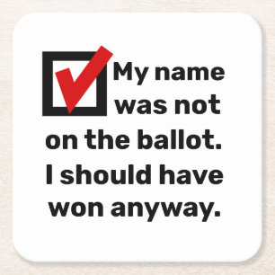 Election Humor 2024 Square Paper Coaster