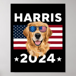 Election Kamala Harris 2024 Golden Retriever Dog U Poster