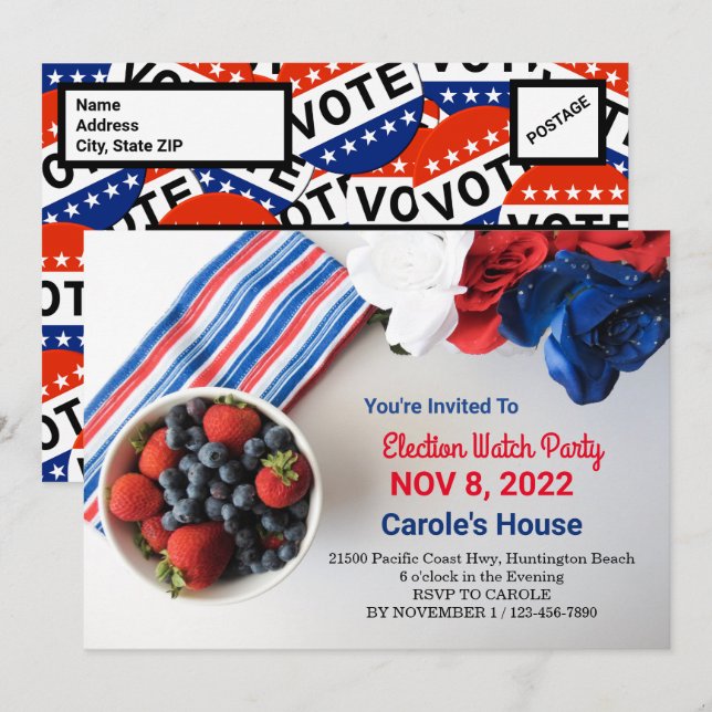 Election Night Watch Party Invitation (Front/Back)