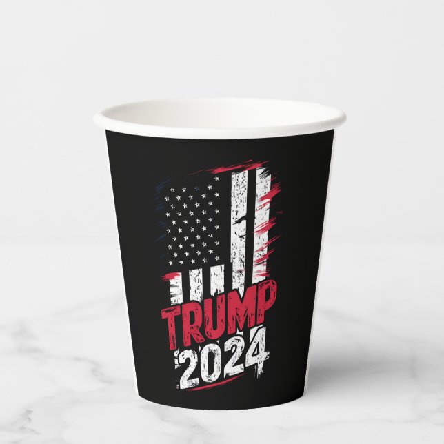 Election TRUMP 2024 USA Vintage Flag Paper Cups (Front)