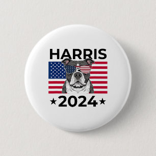 Election Vote Kamala Harris 2024 Pitbull Dog Usa F 6 Cm Round Badge