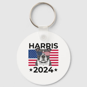 Election Vote Kamala Harris 2024 Pitbull Dog Usa F Key Ring