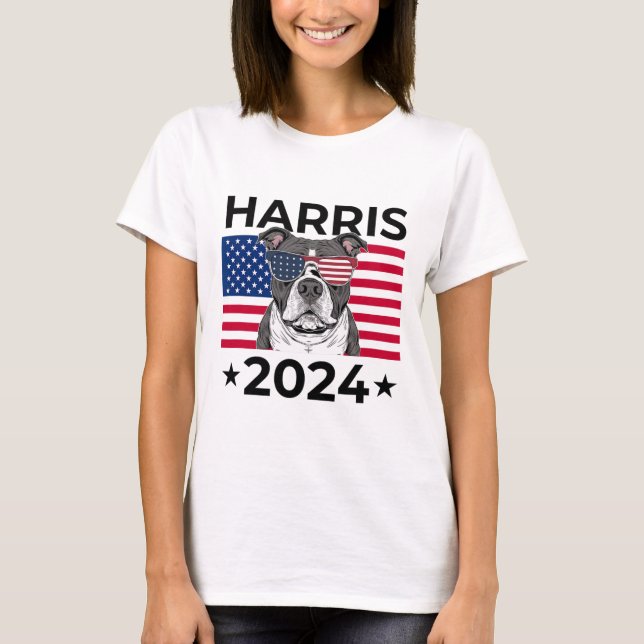 Election Vote Kamala Harris 2024 Pitbull Dog Usa F T-Shirt (Front)