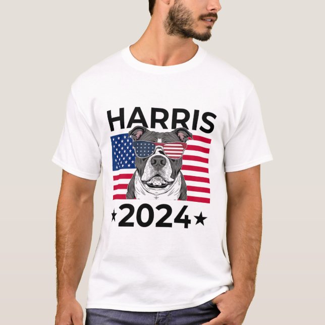 Election Vote Kamala Harris 2024 Pitbull Dog Usa F T-Shirt (Front)