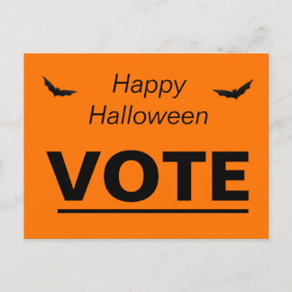Election Vote Orange Black Halloween Bats Postcard