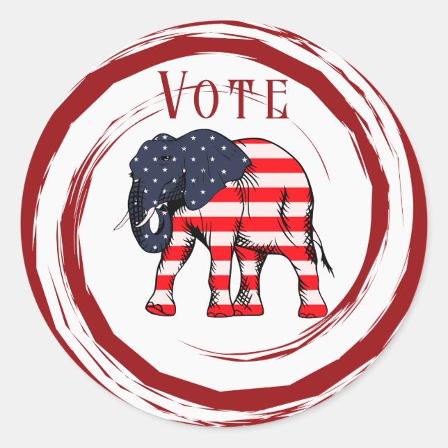 Election Vote Patriotic Elephant Classic Round Sticker (Front)