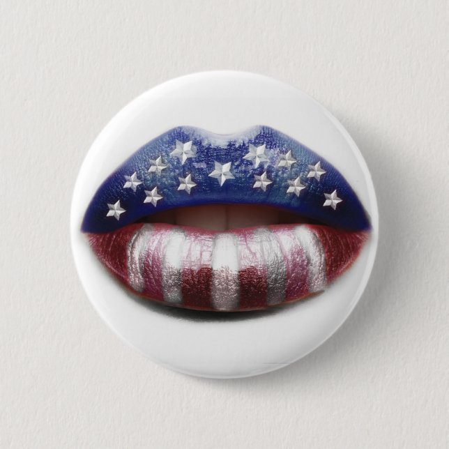 Election Vote President American USA Women lips 6 Cm Round Badge (Front)