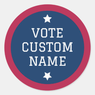 Election Vote Stickers Custom Candidate Name Stars