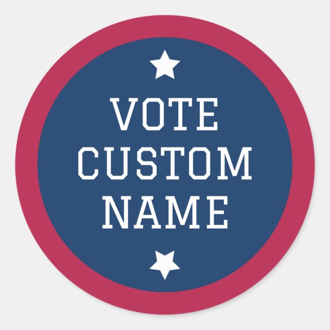 Election Vote Stickers Custom Candidate Name Stars (Front)