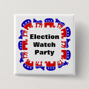 Election Watch Party 15 Cm Square Badge