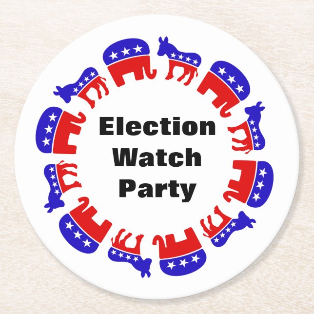 Election Watch Party Round Paper Coaster (Front)