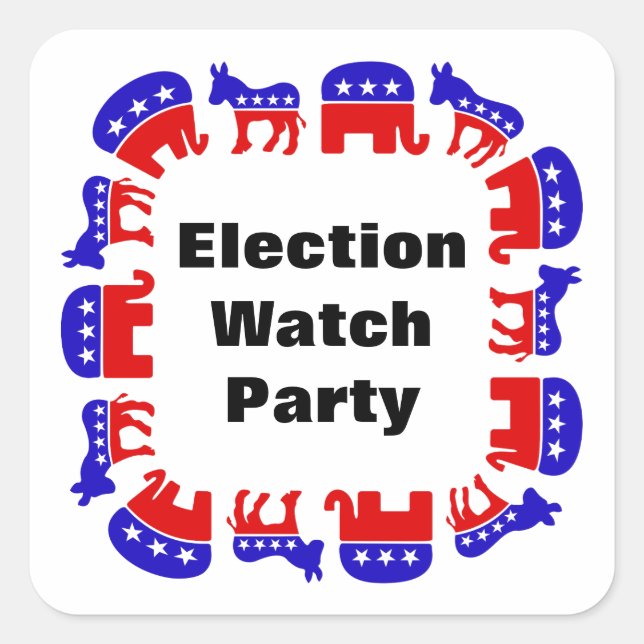 Election Watch Party Square Sticker (Front)