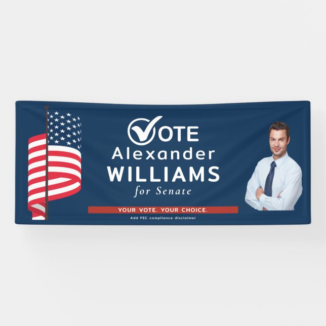 Elections Campaign Candidate Name Photo Slogan Banner (Horizontal)