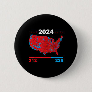 Electoral Map Trump 312 Red 2024 Election Results  6 Cm Round Badge