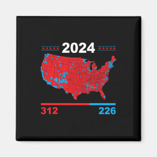 Electoral Map Trump 312 Red 2024 Election Results Magnet