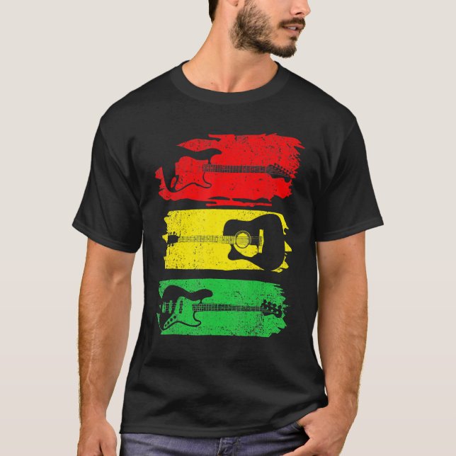 Electric Acoustic Bass Guitar Black History Month  T-Shirt (Front)