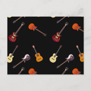 Electric & Acoustic Guitar Collage Postcard
