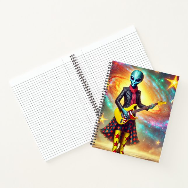 Electric Alien Guitar Portrait Notebook (Inside)