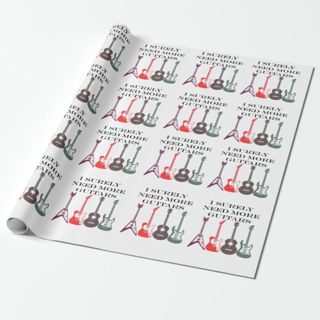 Electric and Acoustic Guitars Music Note  Wrapping Paper (Unrolled)