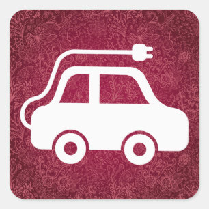Electric Automobiles Pictogram Square Sticker