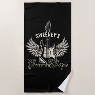 Electric Axe Wings ADD NAME Guitarist Guitar Shop Beach Towel