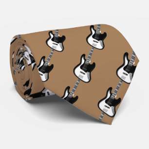 Electric Base Guitar Pattern in Black and White Tie