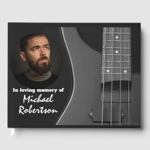 Electric Bass Guitar on Black Memorial Guest Book