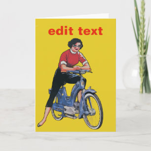 Electric Bike, Vintage Woman, ADD TEXT, Card