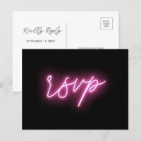 Electric Black and Pink Neon Glow Light RSVP