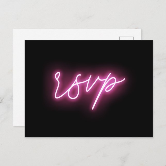 Electric Black and Pink Neon Glow Light RSVP Postcard (Front/Back)