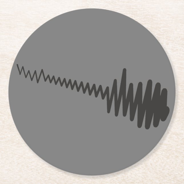 Electric Black Waveform Guitar Sound Round Paper Coaster (Front)
