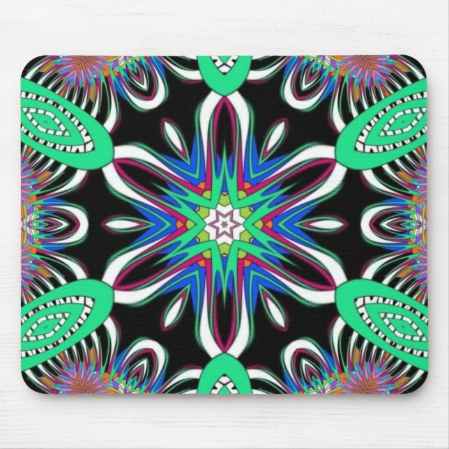 Electric Bloom Mandala Mouse Mat (Front)