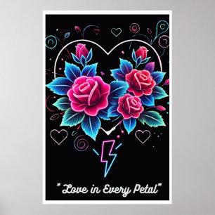 "Electric Bloom: Neon Love Symphony" Poster