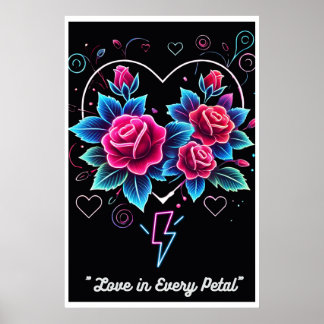 "Electric Bloom: Neon Love Symphony" Poster